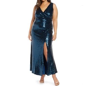 NWT Vince Camuto #02 Sequin Occassion Long Dress SZ 16 W